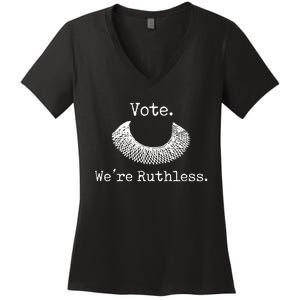 Vote We're Ruthless Rights Pro Choice Roe 1973 Feminist Women's V-Neck T-Shirt