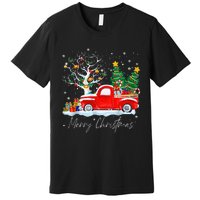 Vintage Wagon Red Truck Christmas Tree Pajama Gift Premium T-Shirt