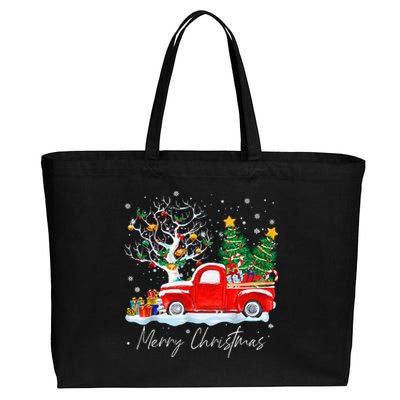 Vintage Wagon Red Truck Christmas Tree Pajama Gift Cotton Canvas Jumbo Tote