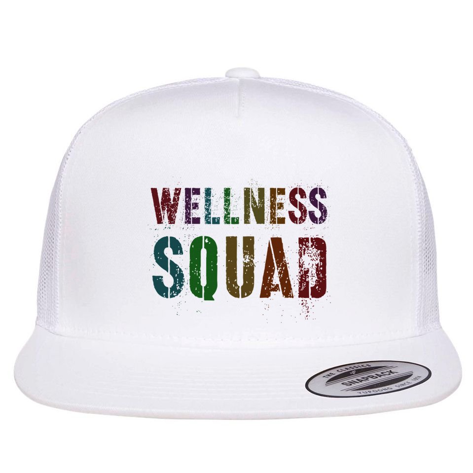 Vintage Wellness Squad Health Yoga Rocks Life Trainer Gym Flat Bill Trucker Hat