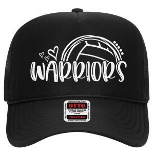 Volleyball Warriors School Sports Fan Team Spirit High Crown Mesh Back Trucker Hat