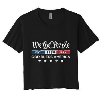 Vintage We The People Usa God Bless America Women's Crop Top Tee