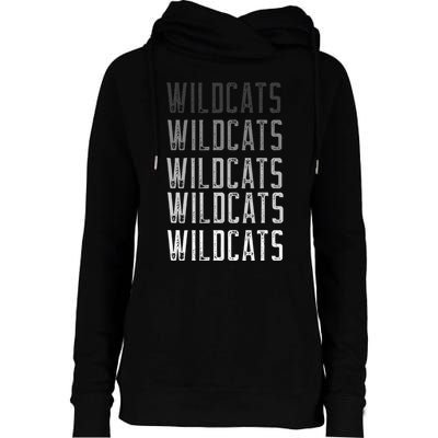 Vintage Wildcats Text Design In Multi Colors Wildcats Womens Funnel Neck Pullover Hood
