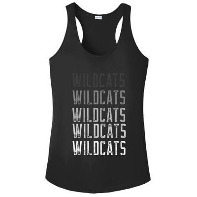 Vintage Wildcats Text Design In Multi Colors Wildcats Ladies PosiCharge Competitor Racerback Tank