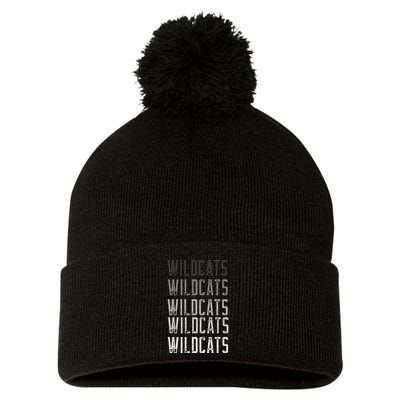 Vintage Wildcats Text Design In Multi Colors Wildcats Pom Pom 12in Knit Beanie