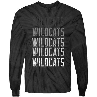 Vintage Wildcats Text Design In Multi Colors Wildcats Tie-Dye Long Sleeve Shirt