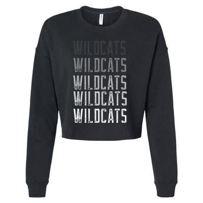 Vintage Wildcats Text Design In Multi Colors Wildcats Cropped Pullover Crew