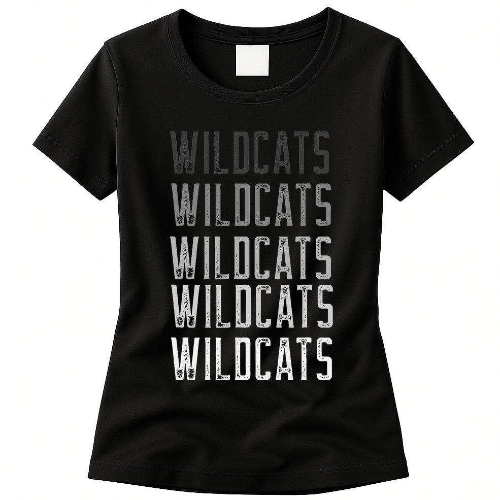 Vintage Wildcats Text Design In Multi Colors Wildcats Womens T-Shirt
