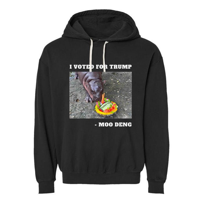 Victory Won Trump I Voted Moo Deng Prediction Garbage Legend Garment-Dyed Fleece Hoodie