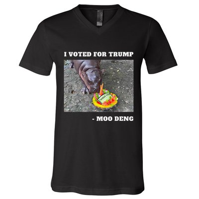 Victory Won Trump I Voted Moo Deng Prediction Garbage Legend V-Neck T-Shirt