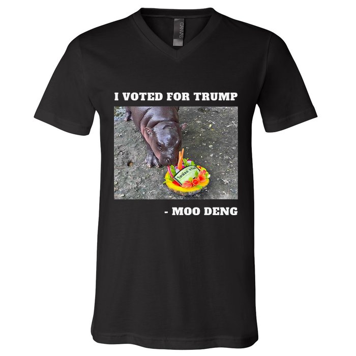Victory Won Trump I Voted Moo Deng Prediction Garbage Legend V-Neck T-Shirt