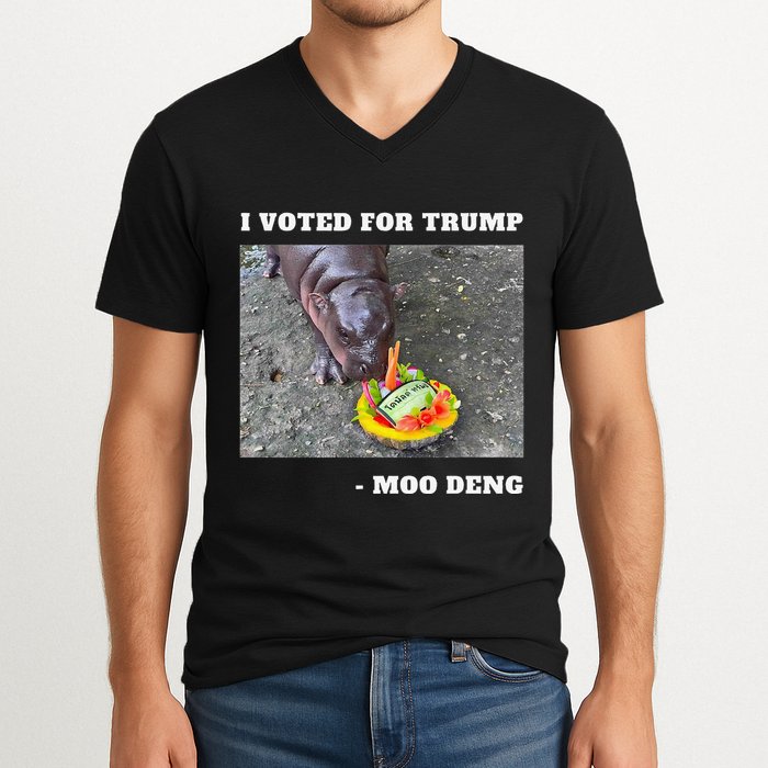Victory Won Trump I Voted Moo Deng Prediction Garbage Legend V-Neck T-Shirt