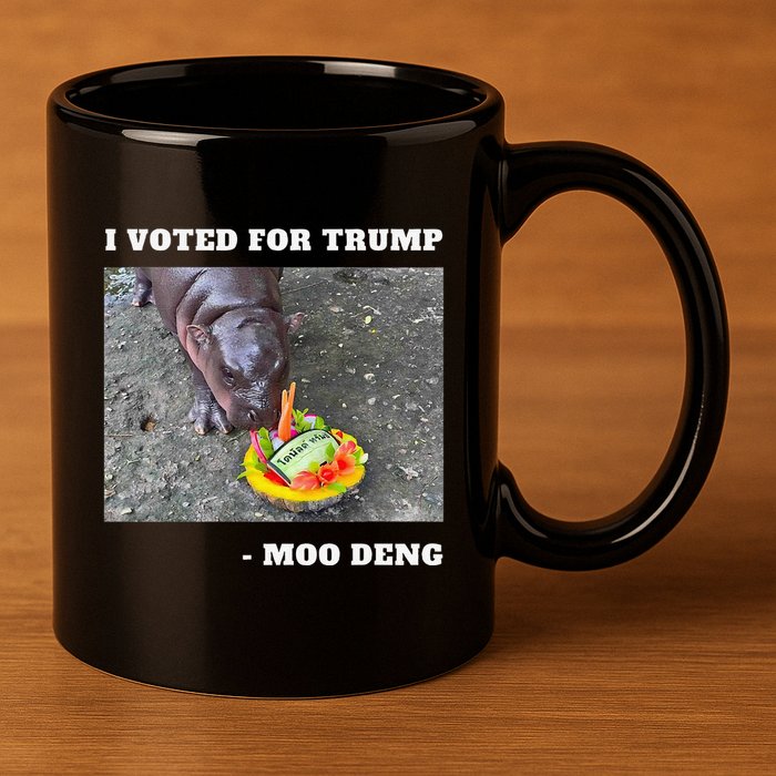 Victory Won Trump I Voted Moo Deng Prediction Garbage Legend 11oz C Handle Ceramic Mug