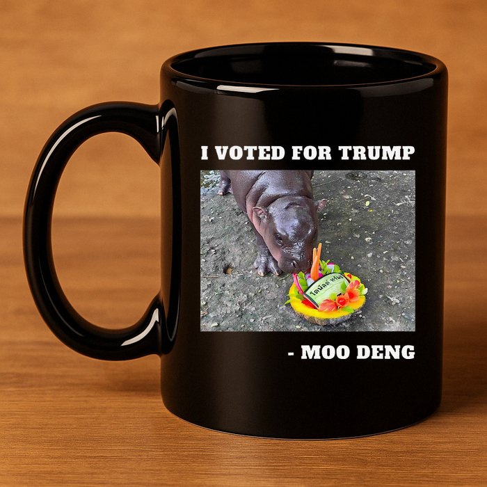 Victory Won Trump I Voted Moo Deng Prediction Garbage Legend 11oz C Handle Ceramic Mug