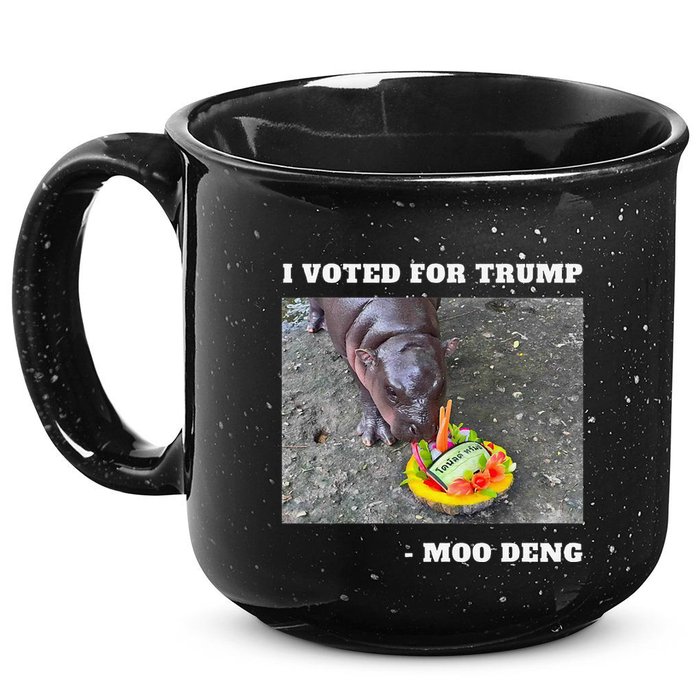 Victory Won Trump I Voted Moo Deng Prediction Garbage Legend 15oz Campfire Ceramic Mug