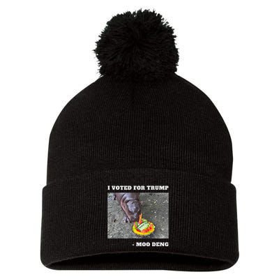 Victory Won Trump I Voted Moo Deng Prediction Garbage Legend Pom Pom 12in Knit Beanie