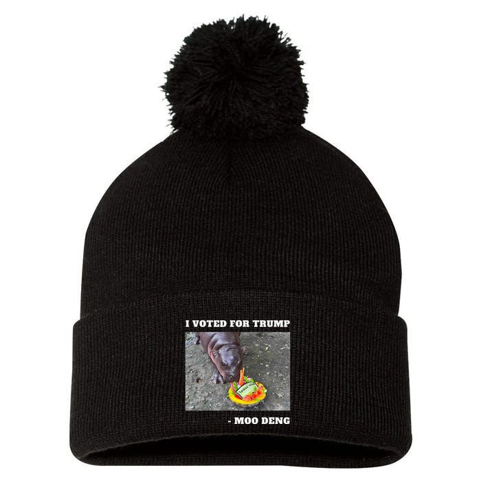 Victory Won Trump I Voted Moo Deng Prediction Garbage Legend Pom Pom 12in Knit Beanie