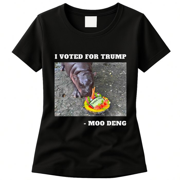 Victory Won Trump I Voted Moo Deng Prediction Garbage Legend Womens T-Shirt