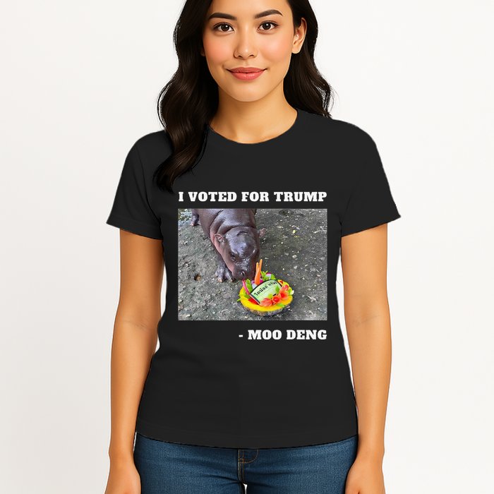 Victory Won Trump I Voted Moo Deng Prediction Garbage Legend Womens T-Shirt
