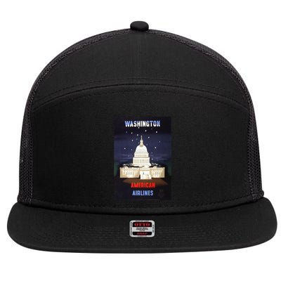 Vintage Washington Travel Poster 7 Panel Mesh Trucker Snapback Hat