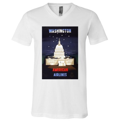 Vintage Washington Travel Poster V-Neck T-Shirt