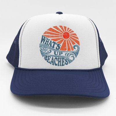 Vintage Whats Up Beaches Cute Retro 70s Beach Vacation Trucker Hat