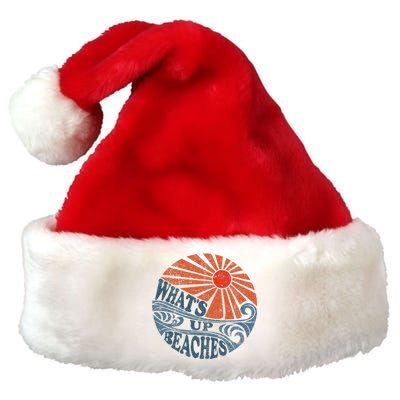 Vintage Whats Up Beaches Cute Retro 70s Beach Vacation Premium Christmas Santa Hat