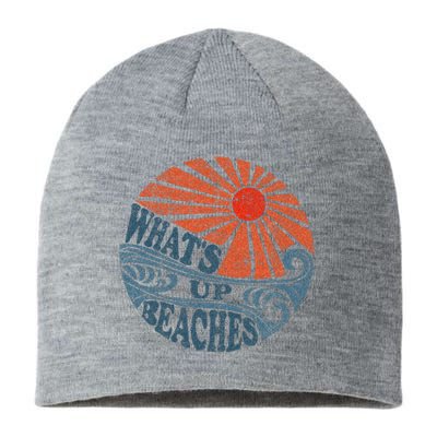 Vintage Whats Up Beaches Cute Retro 70s Beach Vacation Sustainable Beanie