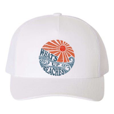 Vintage Whats Up Beaches Cute Retro 70s Beach Vacation Yupoong Adult 5-Panel Trucker Hat