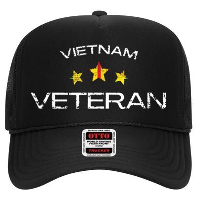 Vietnam War Veteran Us Retired Soldier High Crown Mesh Back Trucker Hat