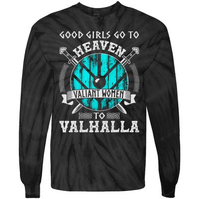 Valiant Women Valhalla Norse Viking Lagertha Shield Maiden Tie-Dye Long Sleeve Shirt