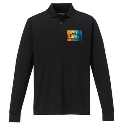 Vintage Wakeboarder Performance Long Sleeve Polo