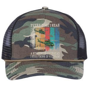 Vietnam War Veterans I Still Think Of Vietnam Memorial Day Funny Gift Retro Rope Trucker Hat Cap