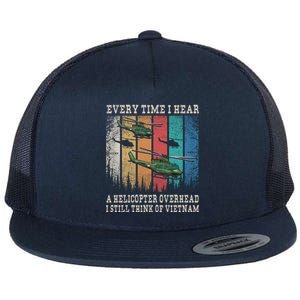 Vietnam War Veterans I Still Think Of Vietnam Memorial Day Funny Gift Flat Bill Trucker Hat