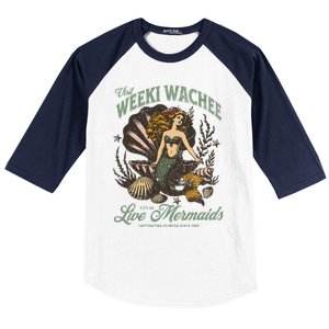 Visit Weeki Wachee City Of Mermaids Florida 1947 Tourist Baseball Sleeve Shirt