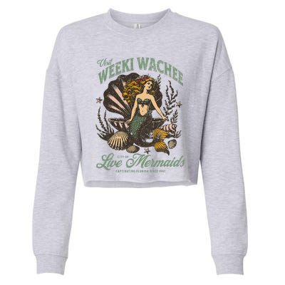 Visit Weeki Wachee City Of Mermaids Florida 1947 Tourist Cropped Pullover Crew