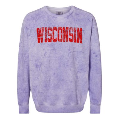 Vintage Wisconsin Wisconsin Red Retro Wisconsin Colorblast Crewneck Sweatshirt