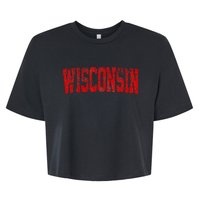 Vintage Wisconsin Wisconsin Red Retro Wisconsin Bella+Canvas Jersey Crop Tee