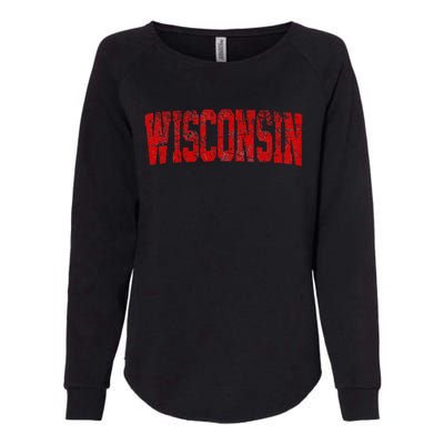 Vintage Wisconsin Wisconsin Red Retro Wisconsin Womens California Wash Sweatshirt