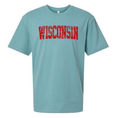 Vintage Wisconsin Wisconsin Red Retro Wisconsin Sueded Cloud Jersey T-Shirt