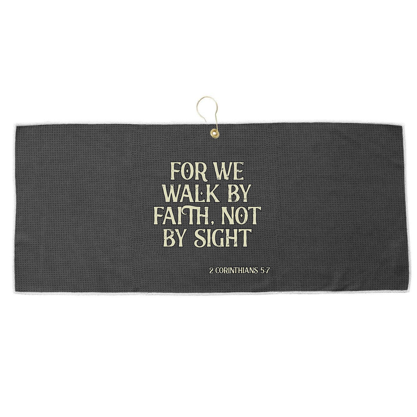 Vintage We Walk By Faith Not By Sight Christian Bible Verse .Png Large Microfiber Waffle Golf Towel