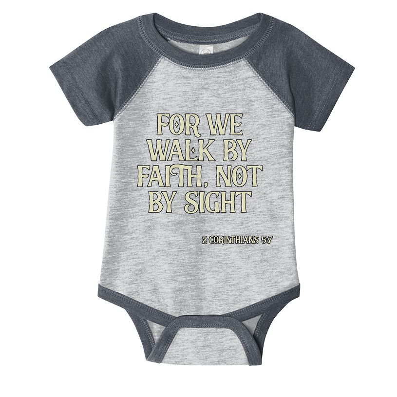 Vintage We Walk By Faith Not By Sight Christian Bible Verse .Png Infant Baby Jersey Bodysuit