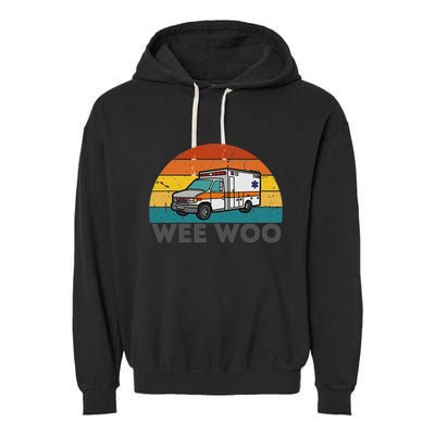 Vintage Wee Woo Ambulance Amr Funny Ems Emt Paramedic. Garment-Dyed Fleece Hoodie