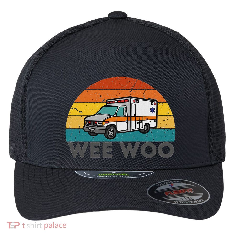 Vintage Wee Woo Ambulance Amr Funny Ems Emt Paramedic. Flexfit Unipanel Trucker Cap