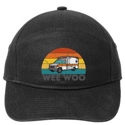 Vintage Wee Woo Ambulance Amr Funny Ems Emt Paramedic. 7-Panel Snapback Hat