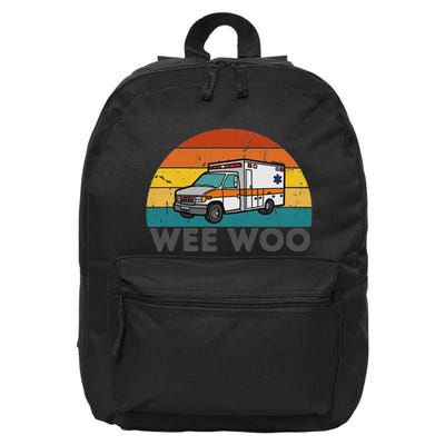 Vintage Wee Woo Ambulance Amr Funny Ems Emt Paramedic. 16 in Basic Backpack