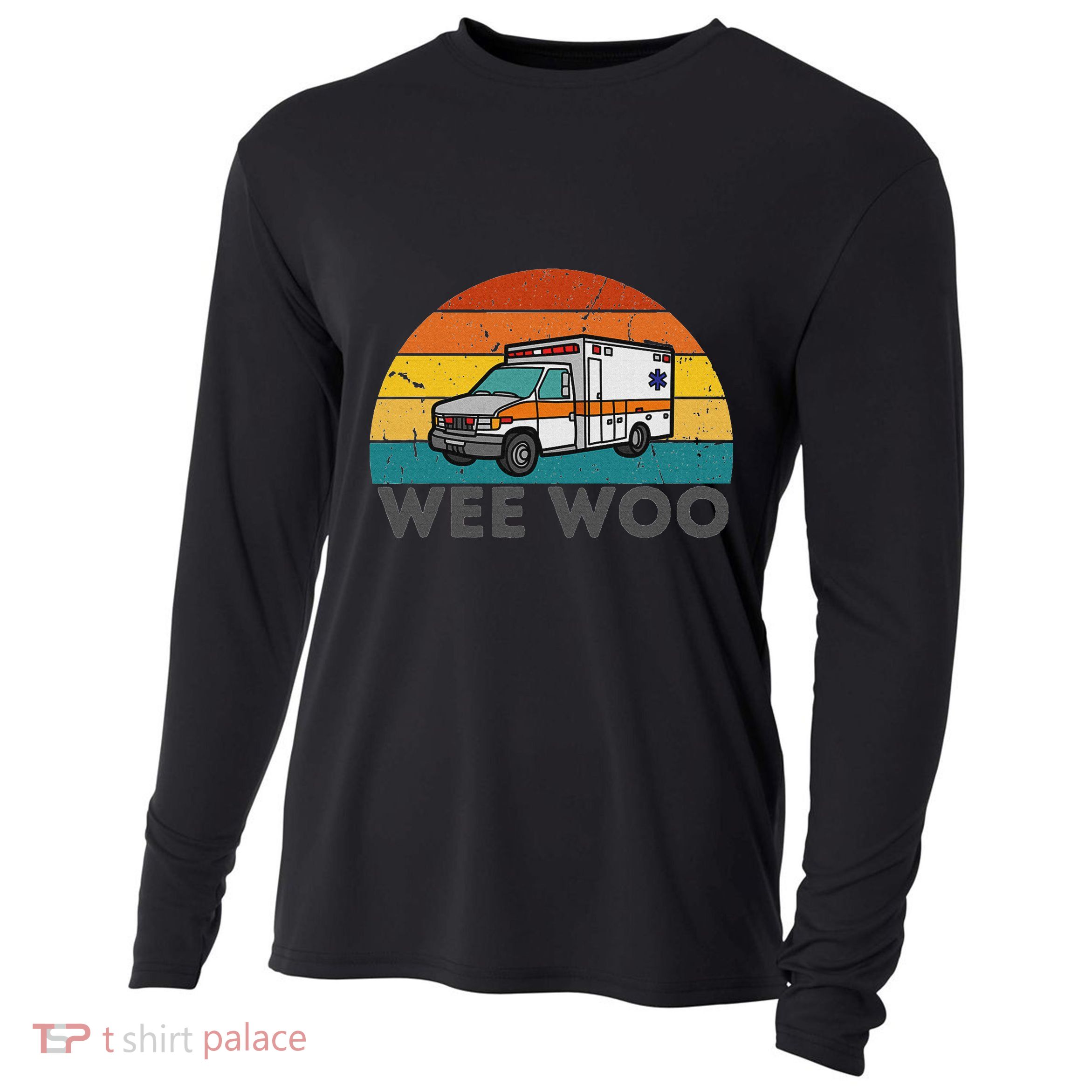 Vintage Wee Woo Ambulance Amr Funny Ems Emt Paramedic. Cooling Performance Long Sleeve Crew