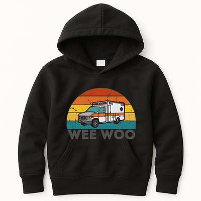 Vintage Wee Woo Ambulance Amr Funny Ems Emt Paramedic. Kids Hoodie