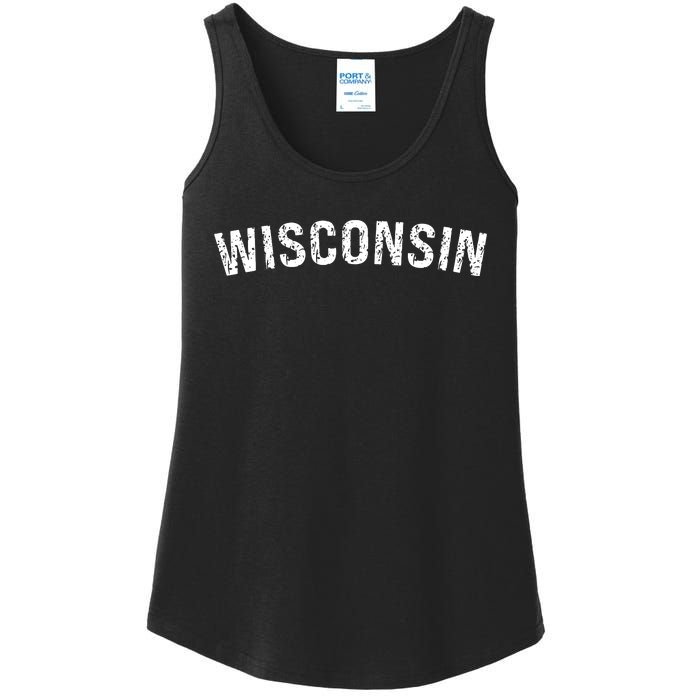 Vintage Wisconsin Wisconsin Women Red Retro Ladies Essential Tank