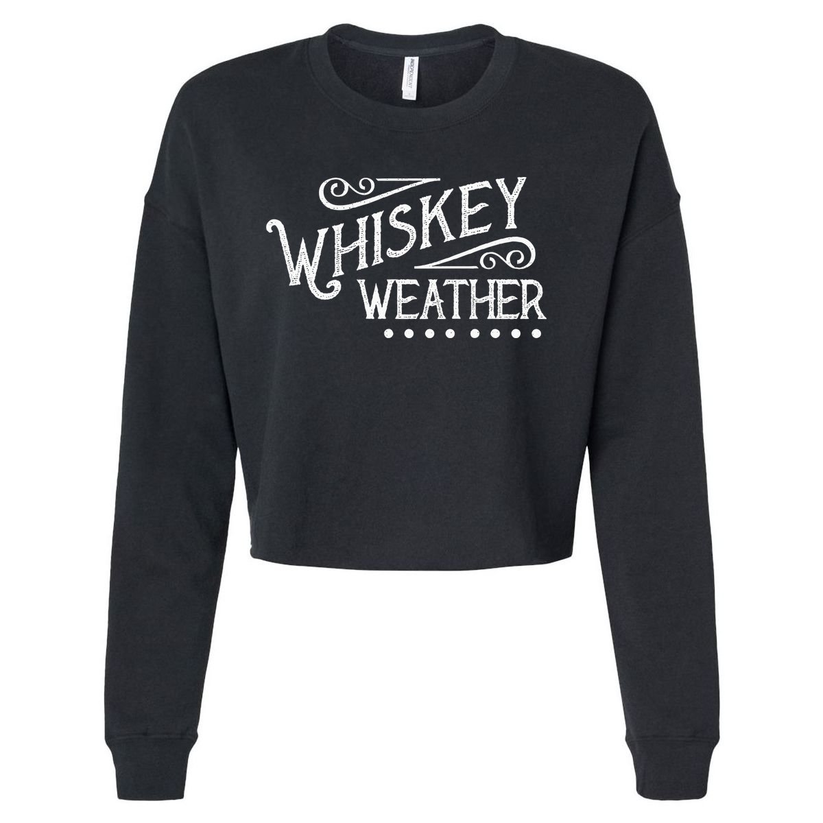 Vintage Whiskey Weather Bourbon Cropped Pullover Crew